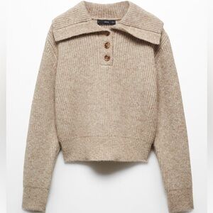 MANGO- CAMP COLLAR KNIT SWEATER